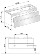 KEUCO Edition 400 Waschtischunterbau 1400 mm anthrazit mit 2 Auszügen und Glasabdeckplatte
