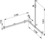 KEUCO AXESS Duschhandlauf 850 mm rechts mit Brausestange, silber-eloxiert