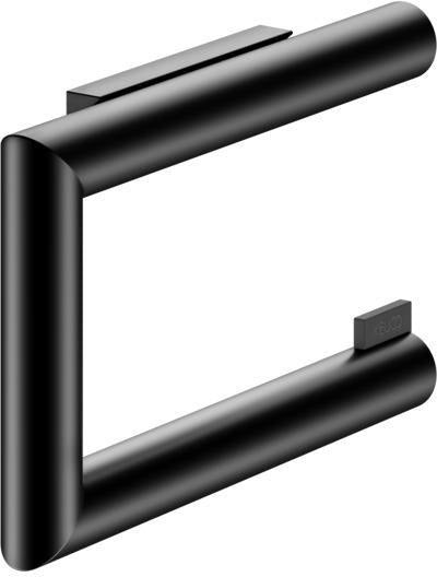 KEUCO REVA Toilettenpapierhalter offene Form schwarz matt – Wandmontage zum Kleben oder Schrauben