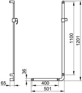 KEUCO Winkelgriff Elegance 31606, verchromt, rechte Ausführung, 401/701 mm – Haltegriff für Wandmontage, 115 kg belastbar