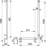KEUCO AXESS Winkelgriff 90° rechts 520/1090 mm verchromt – Barrierefreier Halt für Bad und WC