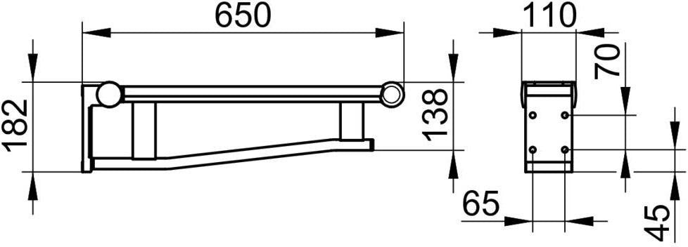 KEUCO Plan Care Stützklappgriff 650 mm verchromt/schwarz – Wandmontage, klappbar, 115 kg belastbar