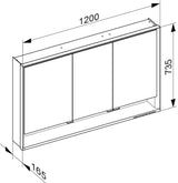 KEUCO Royal Lumos Spiegelschrank 1200 mm mit Beleuchtung, 3 Türen, silber-eloxiert