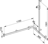 KEUCO AXESS Duschhandlauf 850 mm rechts mit Brausestange, silber-eloxiert