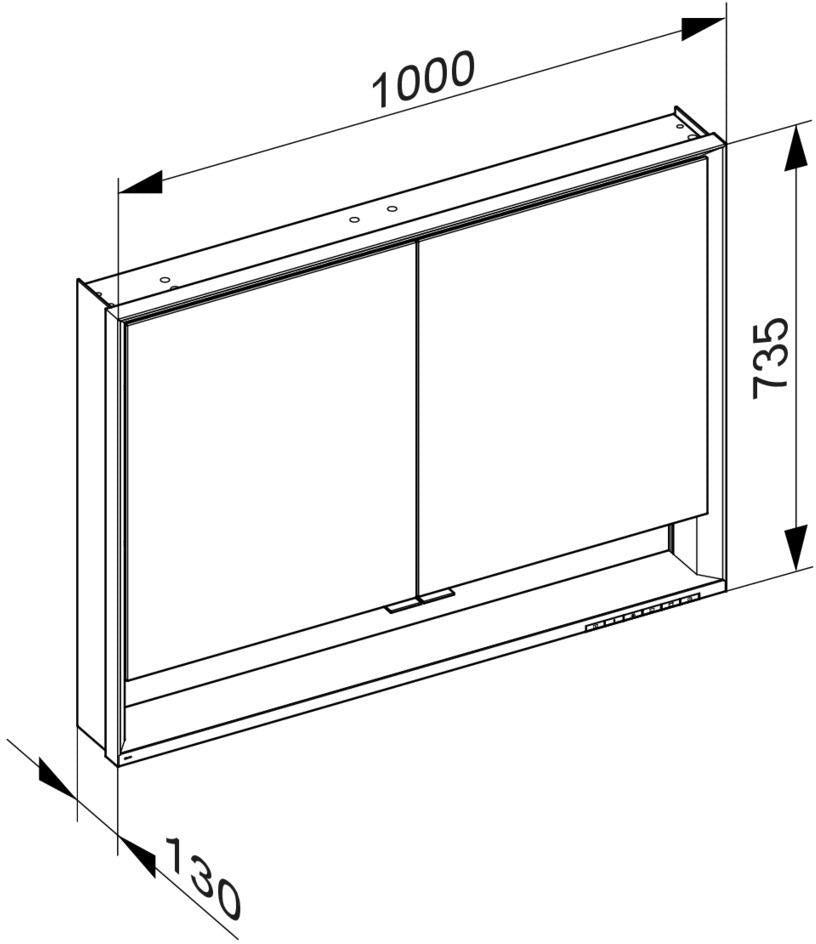 KEUCO Royal Lumos Spiegelschrank 1000 mm silber-eloxiert mit Ablagefach – Wandvorbau