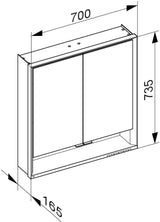 KEUCO Royal Lumos Spiegelschrank 700 mm mit Beleuchtung und Ablagefach, silber-eloxiert