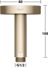KEUCO Brausearm Elegance 51688, Deckenanschluss, 100 mm, verchromt – Rundes Design für die Deckenmontage