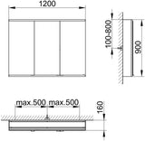 KEUCO Royal Modular 2.0 Spiegelschrank 900 mm, 3 Türen, silber-eloxiert, ohne Beleuchtung