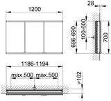 KEUCO Royal Modular 2.0 Spiegelschrank beleuchtet 900 mm Wandeinbau silber-eloxiert
