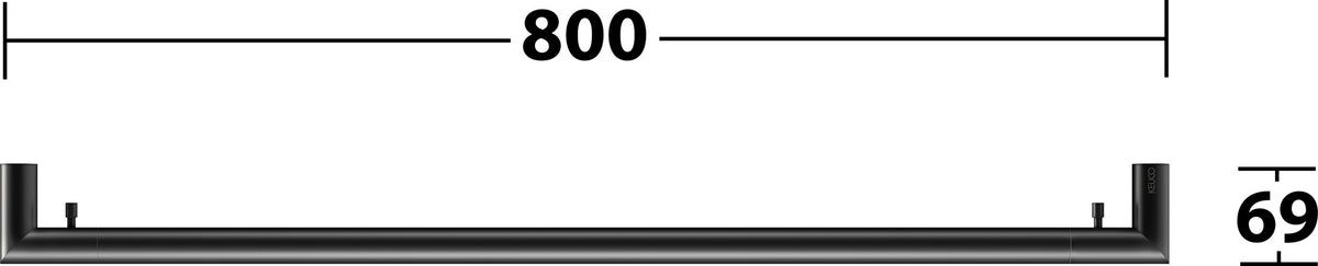 KEUCO REVA Badetuchhalter 600 mm schwarz matt mit integriertem Haken – Wandmontage