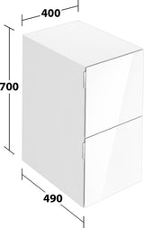 KEUCO Edition 11 Art Sideboard 400 mm mit 2 Auszügen und Beleuchtung – Weiß / Glas Weiß