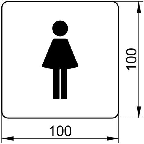 KEUCO PLAN Türschild Damen verchromt – Symbol Damen, 100 x 100 mm, Metall