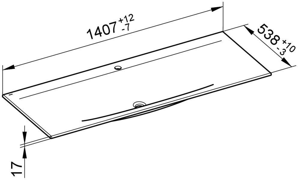 KEUCO Keramik-Waschtisch Edition 11 ohne Hahnlochbohrung, 1407 mm, weiß, CleanPlus