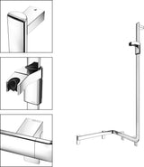 KEUCO AXESS Duschhandlauf 550/531/1301 mm mit Brausestange rechts, silber-eloxiert
