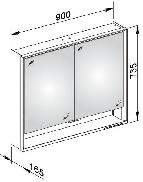 KEUCO Royal Lumos Spiegelschrank 900 mm mit LED-Beleuchtung, 2 Türen, silber-eloxiert