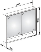KEUCO Royal Lumos Spiegelschrank 900 mm mit LED-Beleuchtung, 2 Türen, silber-eloxiert