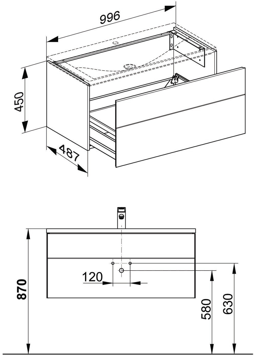 KEUCO Royal Reflex Ausstattungs-Set 34070 – Alu-Einteilung für Waschtischunterbau, aluminium silber-eloxiert