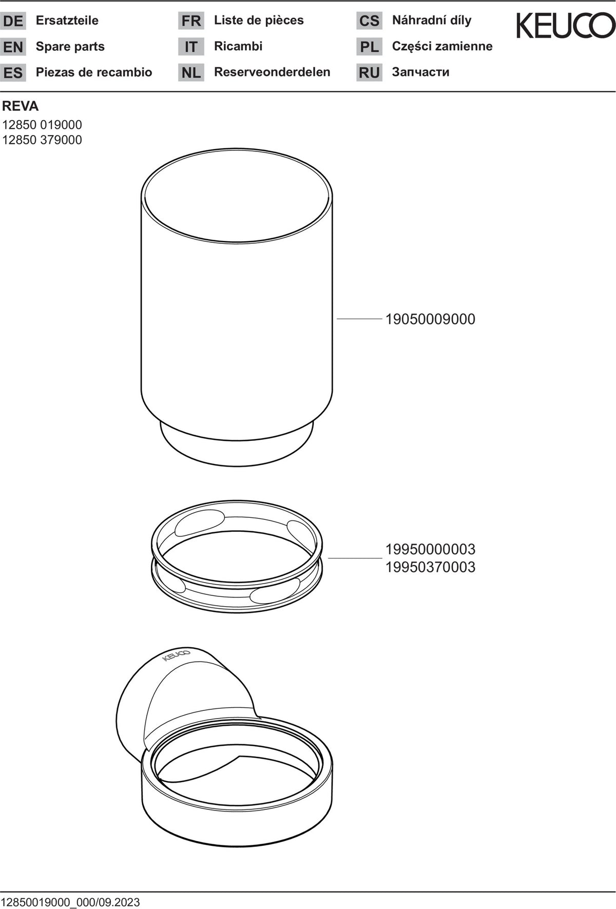 KEUCO REVA Glashalter 12850 mit Echtkristall-Glas – verchromt
