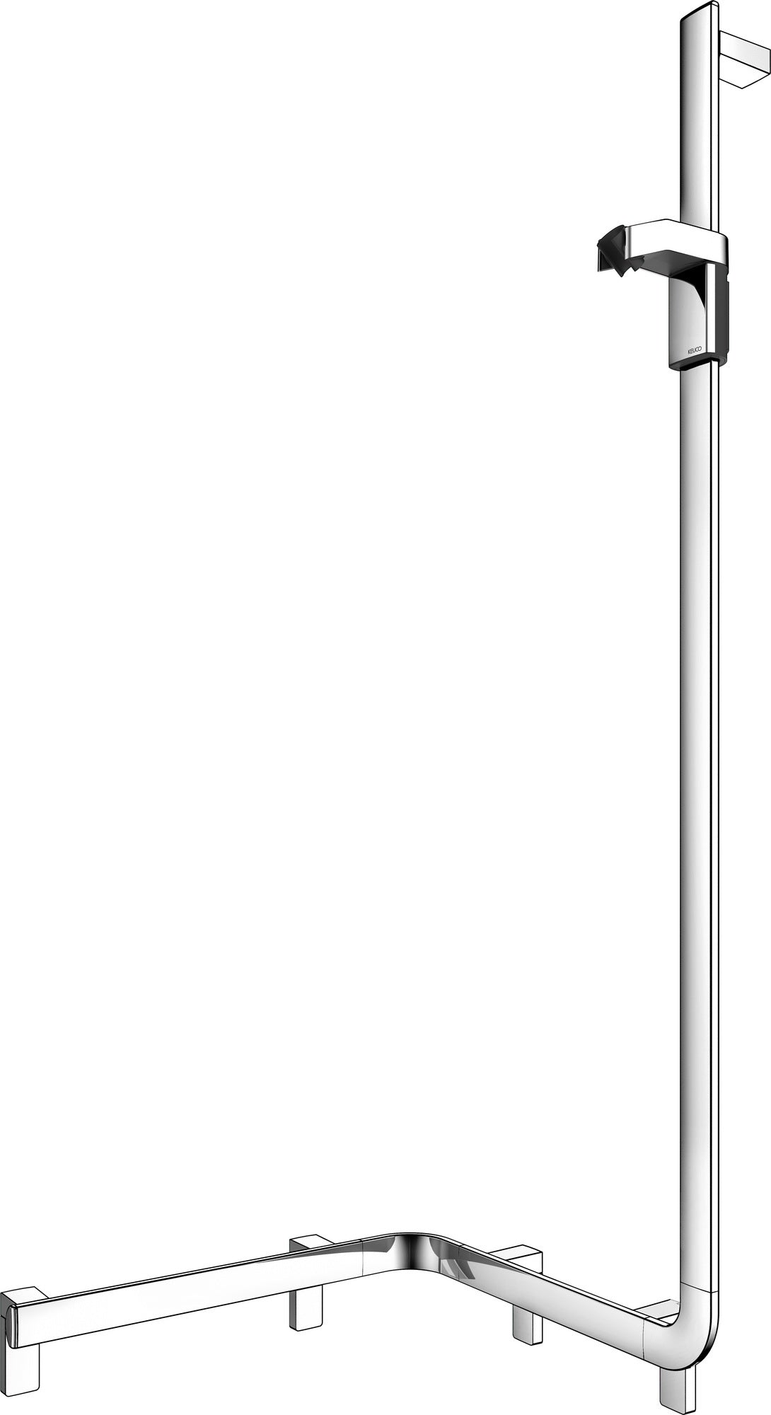 KEUCO AXESS Duschhandlauf 550/531/1301 mm mit Brausestange rechts, silber-eloxiert