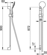 KEUCO Edition 400 Brause-Set 900 mm verchromt mit Handbrause, 3 Strahlarten und Brauseschlauch