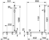 KEUCO AXESS Duschhandlauf 550/531/1301 mm mit Brausestange rechts, silber-eloxiert