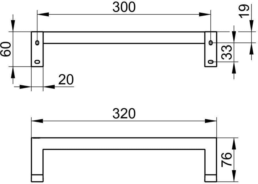 KEUCO Haltegriff Edition 90 Square 320 mm verchromt – Wandmontage, Belastbarkeit 115 kg