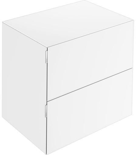 KEUCO Edition 11 Art Sideboard 400 mm mit 2 Auszügen und Beleuchtung – Weiß / Glas Weiß