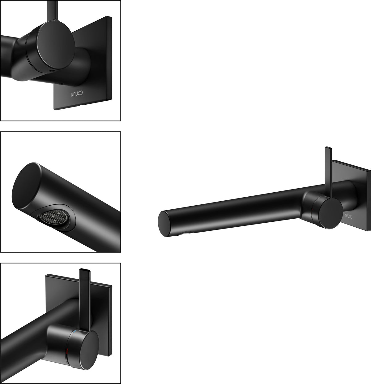 KEUCO IXMO Pure Einhebel-Waschtischmischer Unterputz, eckig, Ausladung 165 mm, schwarz matt