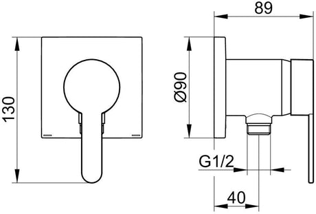 KEUCO IXMO_solo UP Wandanschlussbogen mit Schlauchanschluss DN15 – Unterputz-Funktionseinheit