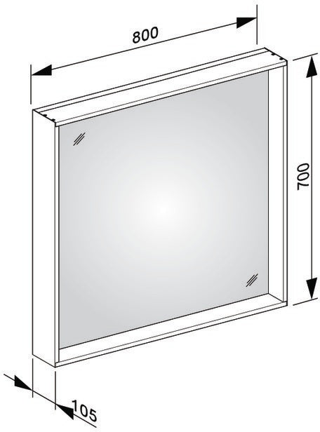 KEUCO X-Line Kristallspiegel 460x850 mm anthrazit – Rahmenloser Wandspiegel ohne Beleuchtung