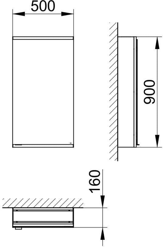 KEUCO Royal Modular 2.0 Spiegelschrank 500 mm, unbeleuchtet, silber-eloxiert, 1 Steckdose