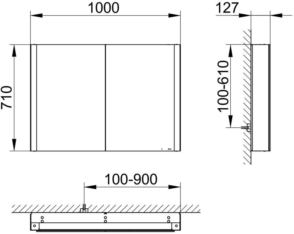 KEUCO Somaris Spiegelschrank 1000 x 710 x 128 mm – verspiegelt, Wandvorbau