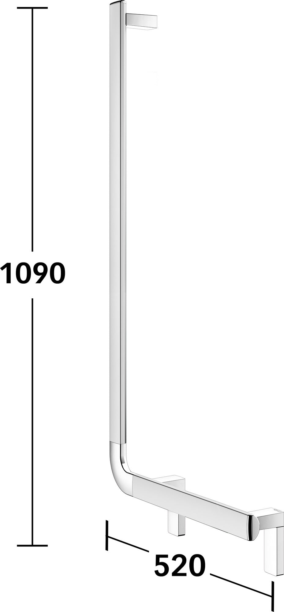 KEUCO AXESS Winkelgriff 90° rechts 520/1090 mm verchromt – Barrierefreier Halt für Bad und WC
