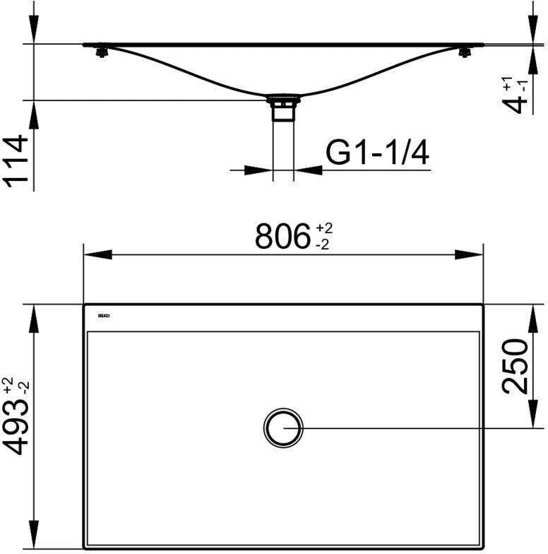 KEUCO Edition 11 Art Emaille-Waschtisch 806 mm mit 1-Loch-Bohrung in Weiß
