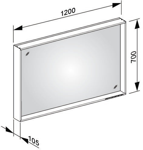 KEUCO X-Line Lichtspiegel mit Spiegelheizung 500 x 700 x 105 mm Vulkanit – LED-Badspiegel
