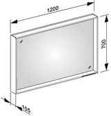 KEUCO X-Line Lichtspiegel mit Spiegelheizung 500 x 700 x 105 mm Vulkanit – LED-Badspiegel