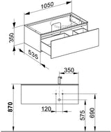 KEUCO Edition 11 Waschtischunterbau 1050 mm anthrazit Glas mit Push-Open-Funktion