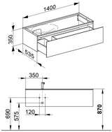 KEUCO Edition 11 Waschtischunterbau 1400 mm anthrazit/Glas anthrazit, 1 Auszug, Push-Open