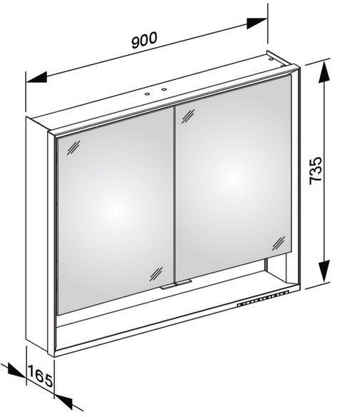 KEUCO Royal Lumos Spiegelschrank 900 mm mit LED-Beleuchtung, 2 Türen, silber-eloxiert