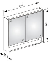 KEUCO Royal Lumos Spiegelschrank 900 mm mit LED-Beleuchtung, 2 Türen, silber-eloxiert