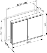 KEUCO Royal Lumos Spiegelschrank 1050 mm mit Beleuchtung und Ablagefach, silber-eloxiert