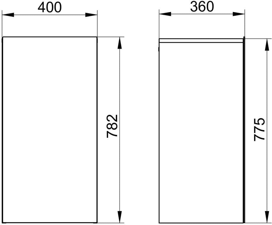 KEUCO STAGELINE Mittelschrank 1-türig, Anschlag links, 400 x 782 x 360 mm, cashmere – ohne Griff, mit Dämpfung