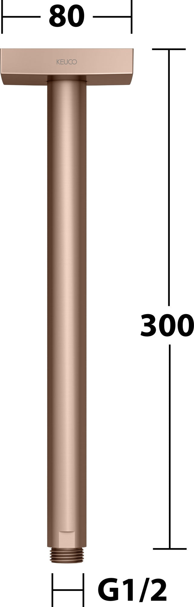 KEUCO Brausearm Edition 300 Deckenanschluss 100 mm verchromt – Eckige Form für moderne Duschen