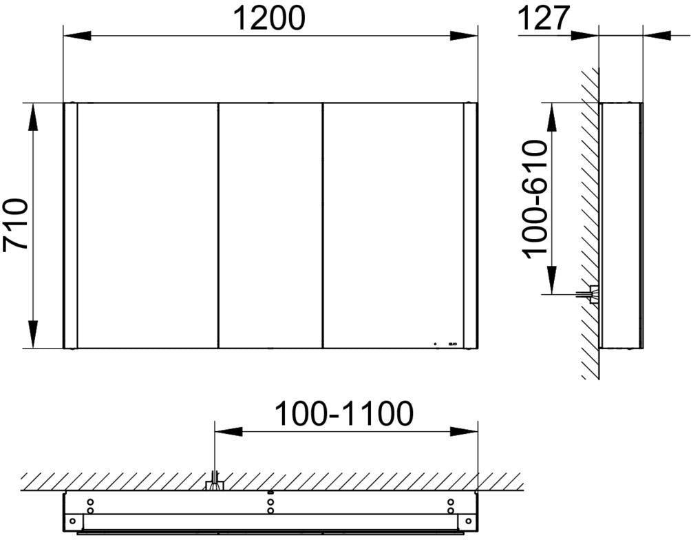 KEUCO SOMARIS Spiegelschrank 1200 mm verspiegelt – Wandvorbau mit 710 mm Höhe