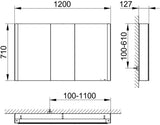 KEUCO SOMARIS Spiegelschrank 1200 mm verspiegelt – Wandvorbau mit 710 mm Höhe