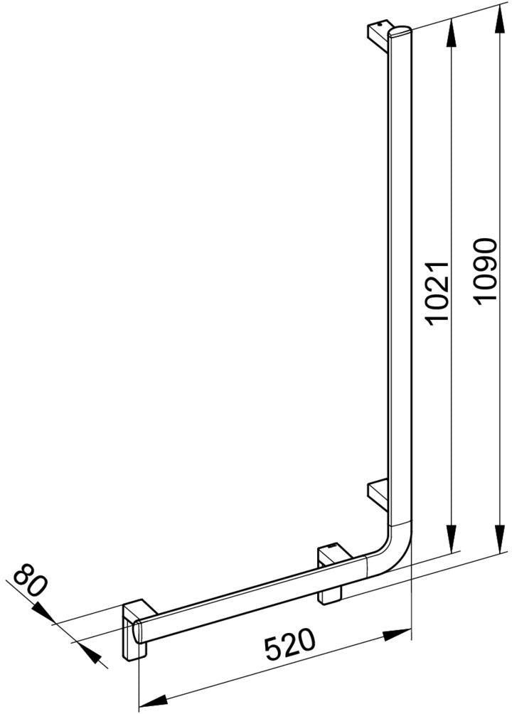 KEUCO AXESS Winkelgriff 90° rechts 520/1090 mm verchromt – Barrierefreier Halt für Bad und WC