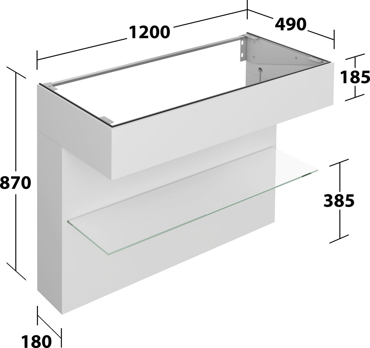 KEUCO Edition 11 Art Waschtischunterbau 800 mm mit Glasablage und Beleuchtung in Weiß