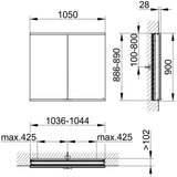 KEUCO Royal Modular 2.0 Spiegelschrank beleuchtet 1050 mm mit USB – Wandeinbau silber-eloxiert
