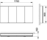 KEUCO Royal Modular 2.0 Spiegelschrank, unbeleuchtet, Wandeinbau, 1700 x 700 x 120 mm, silber-eloxiert