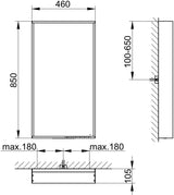 KEUCO X-Line Lichtspiegel mit Spiegelheizung 500 x 700 x 105 mm Vulkanit – LED-Badspiegel